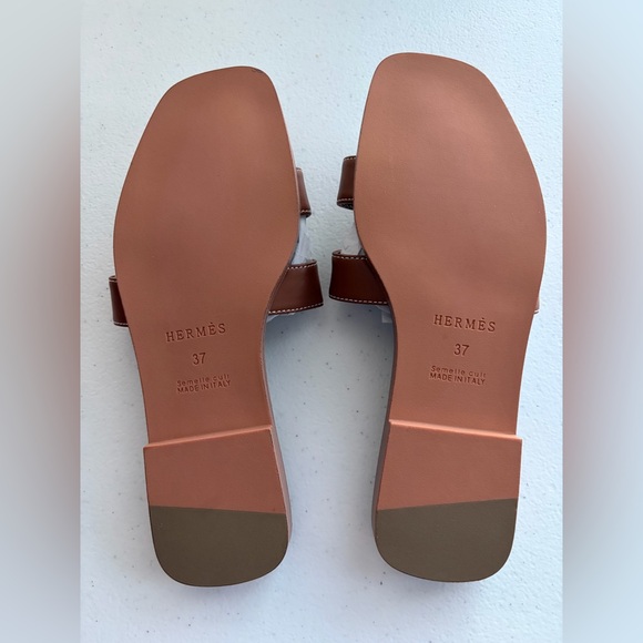 Brown Leather Slide Sandals - Picture 3 of 3